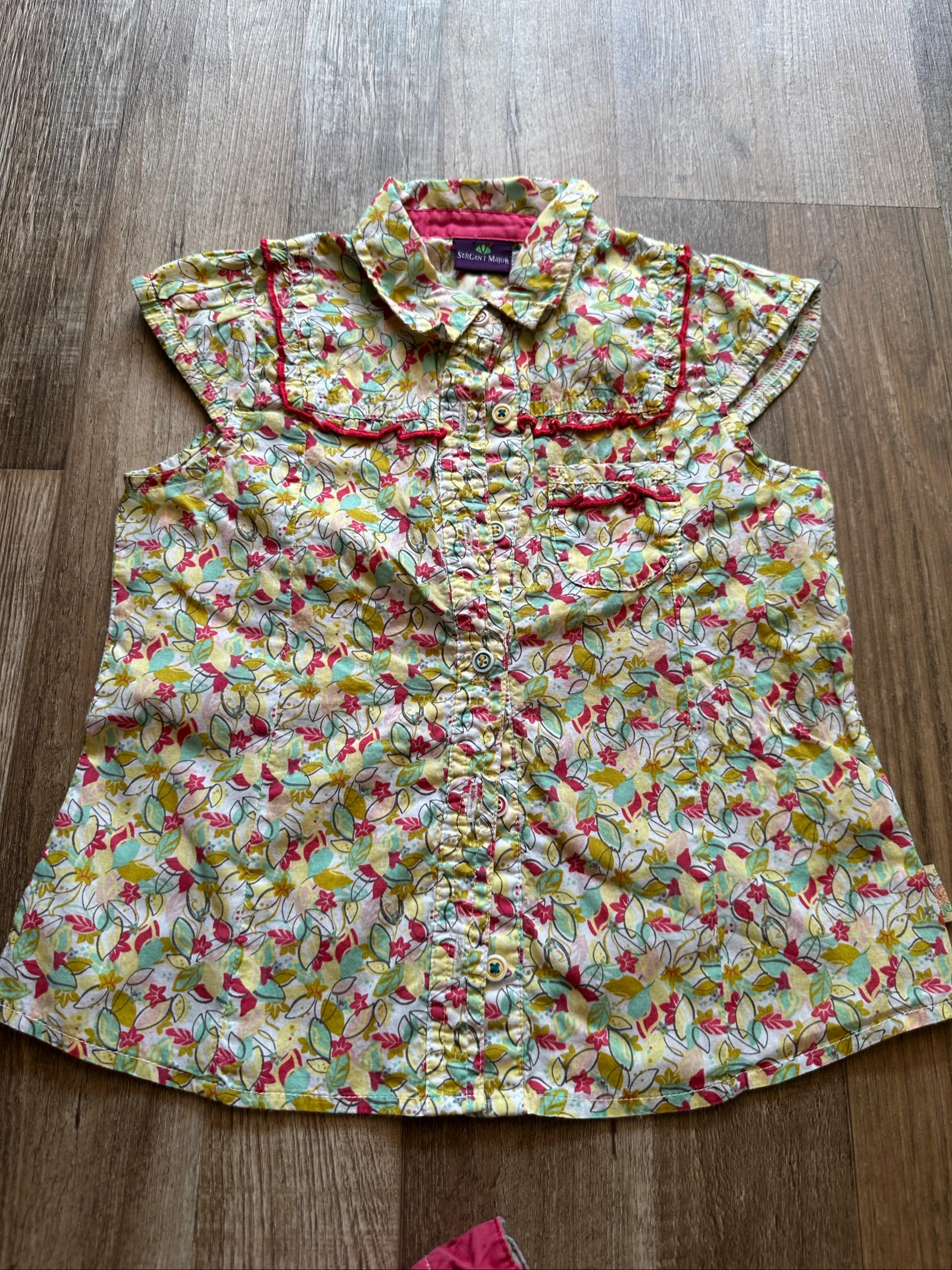 🌸 Sergent Major Set – Floral Blouse & Ruffled Skirt – 6 Years – photo 3